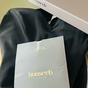 HOUSE OF CB SABINE DRESS (BLACK STRAPLESS CORSET) SIZE L.